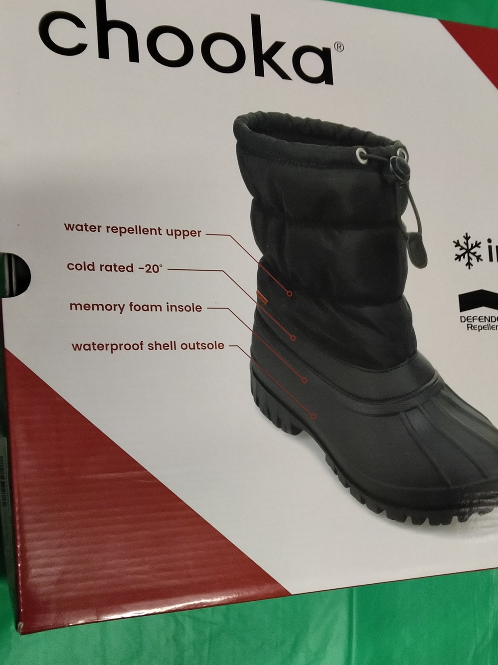 Chooka Nylon Puffer Mid Cold Weather Boot Black Winter Boots Size 8 Nib